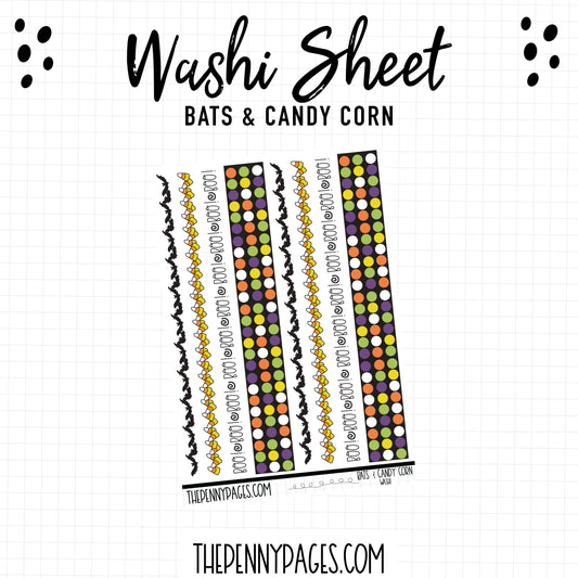 Large Washi - Bats & Candy Corn