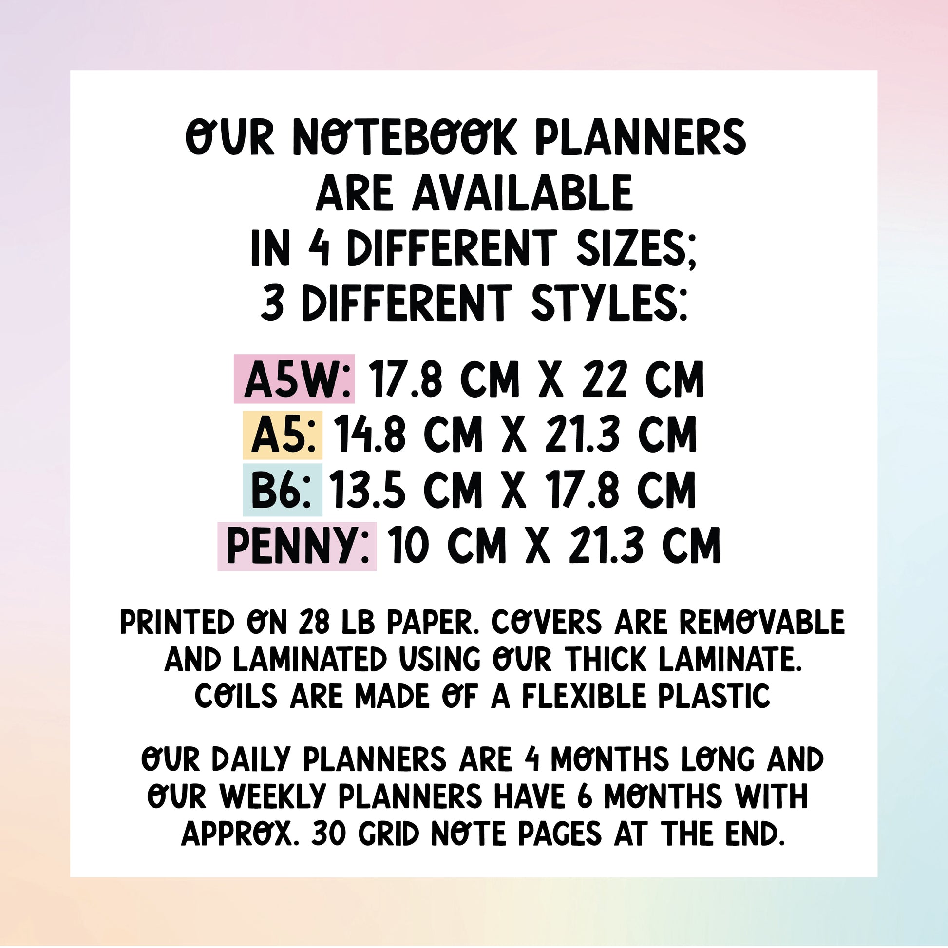 a poster with the text our notebook planners are available in 4 different styles