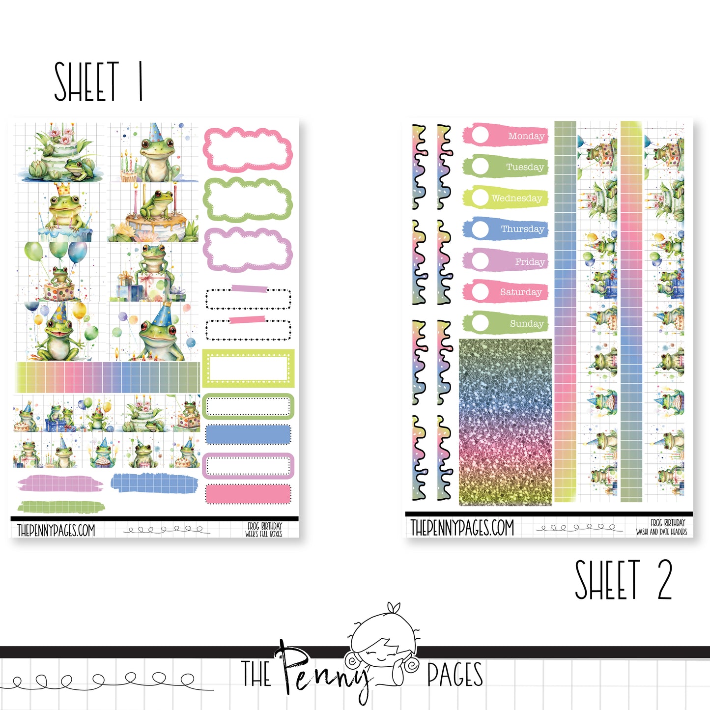 Frog Birthday - Weeks vertical weekly kit
