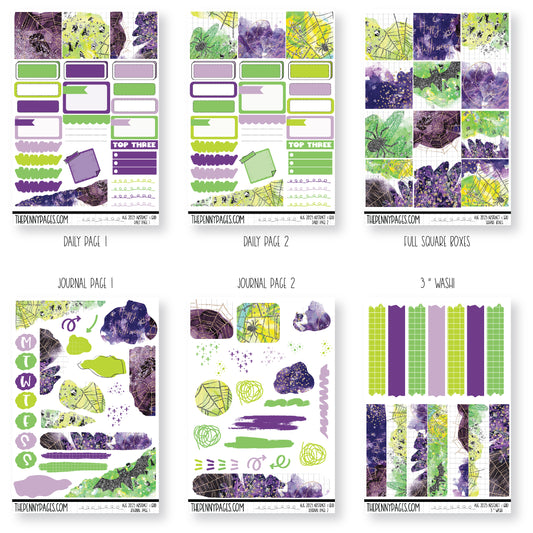 Abstract & Grid - August 2023 - Halloween Purple and Green