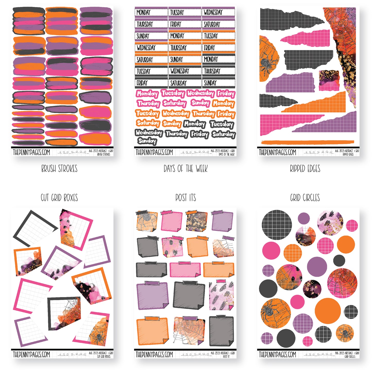 Abstract & Grid - August 2023 - Halloween Pink and Orange