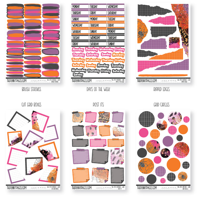 Abstract & Grid - August 2023 - Halloween Pink and Orange