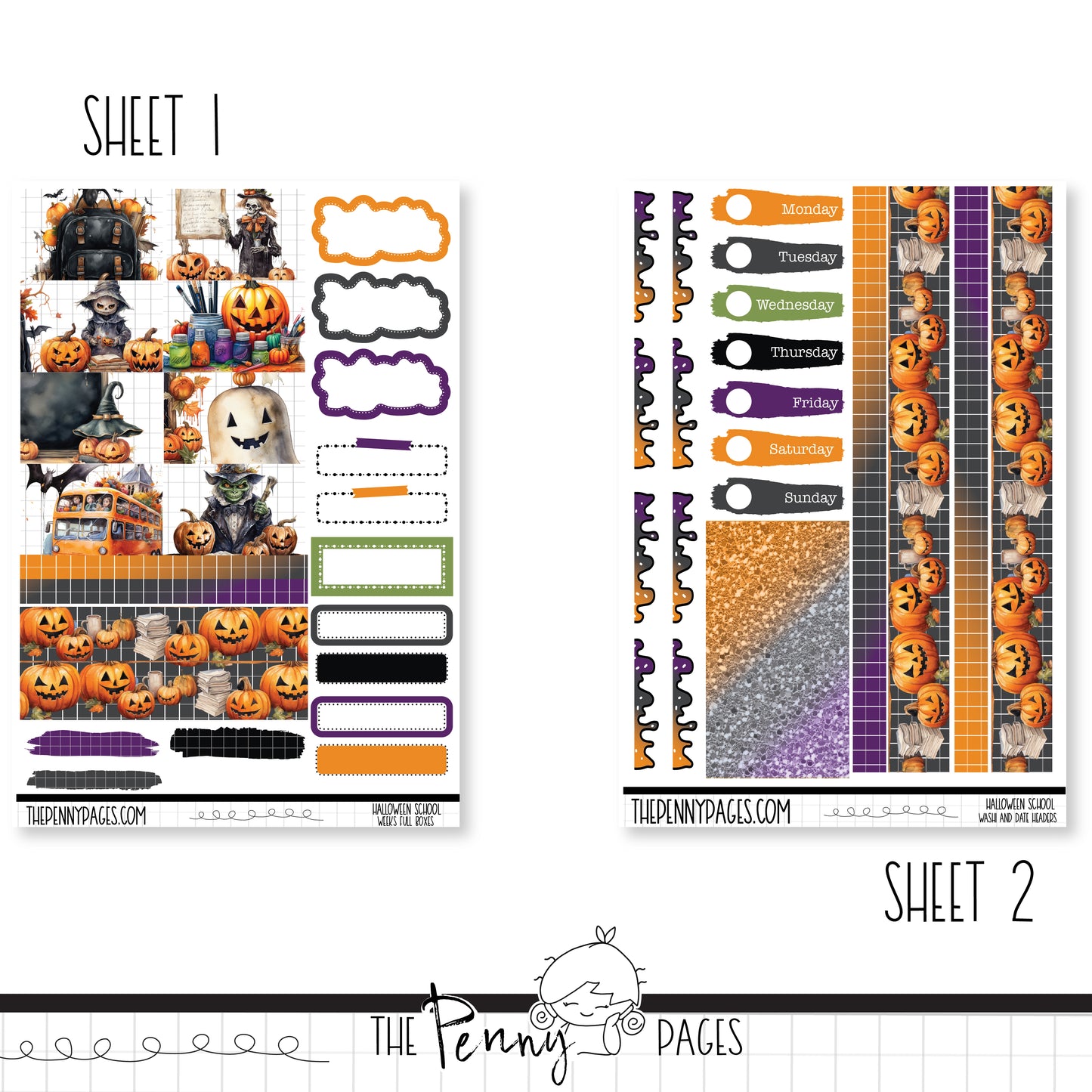 Halloween School - Weeks vertical weekly kit