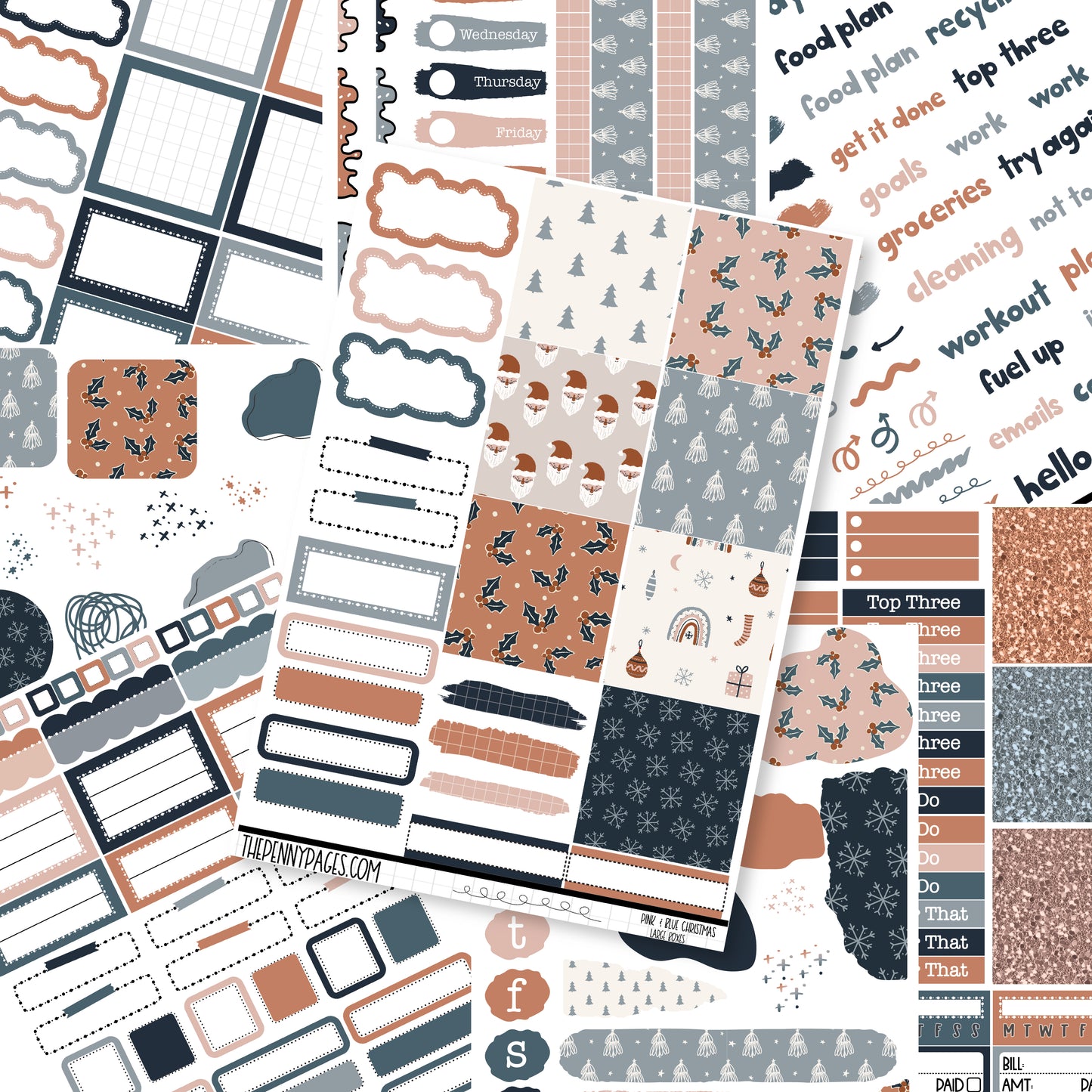 Pink & Blue Christmas  - B6 vertical weekly kit