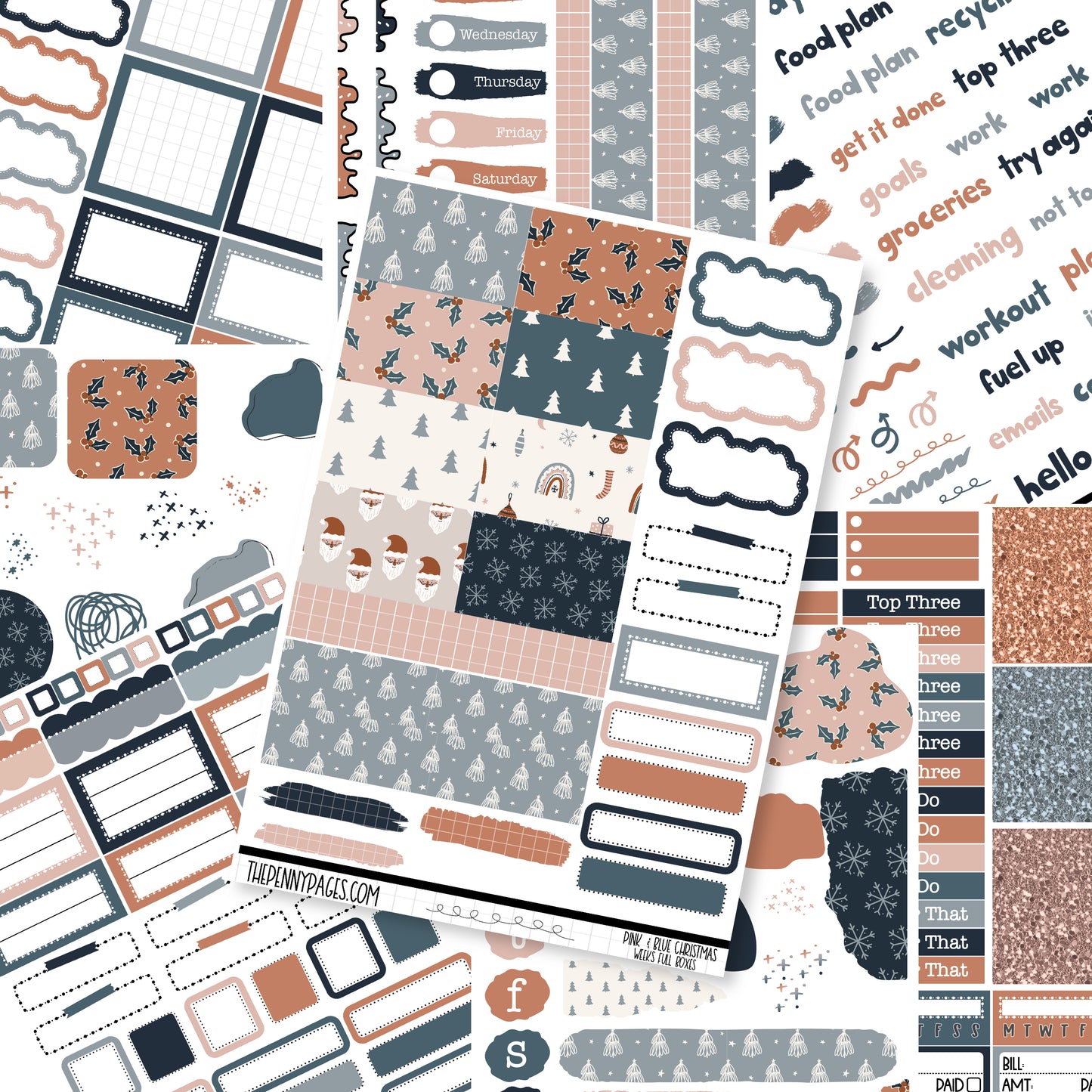 Pink & Blue Christmas - Weeks vertical weekly kit