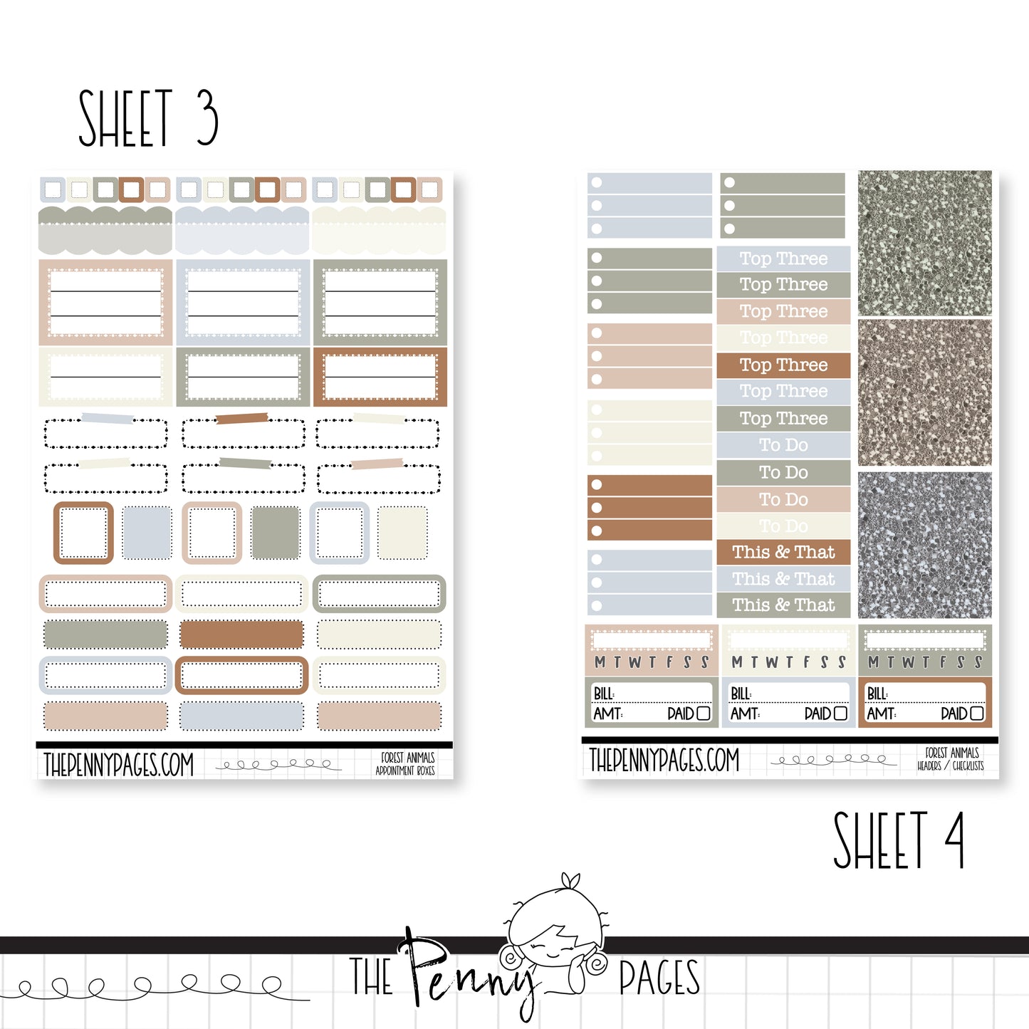 Forest animals - B6 vertical weekly kit