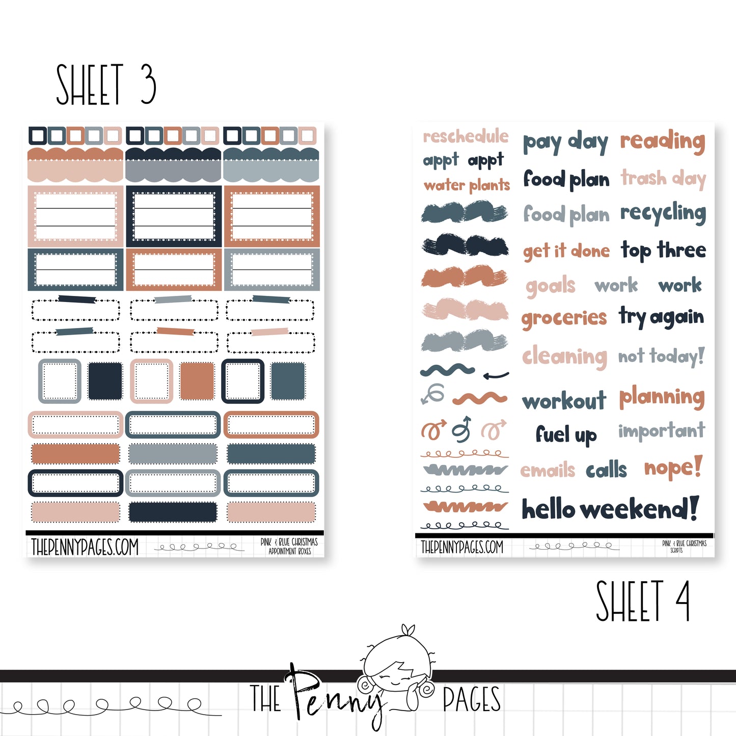 Pink & Blue Christmas  - B6 vertical weekly kit