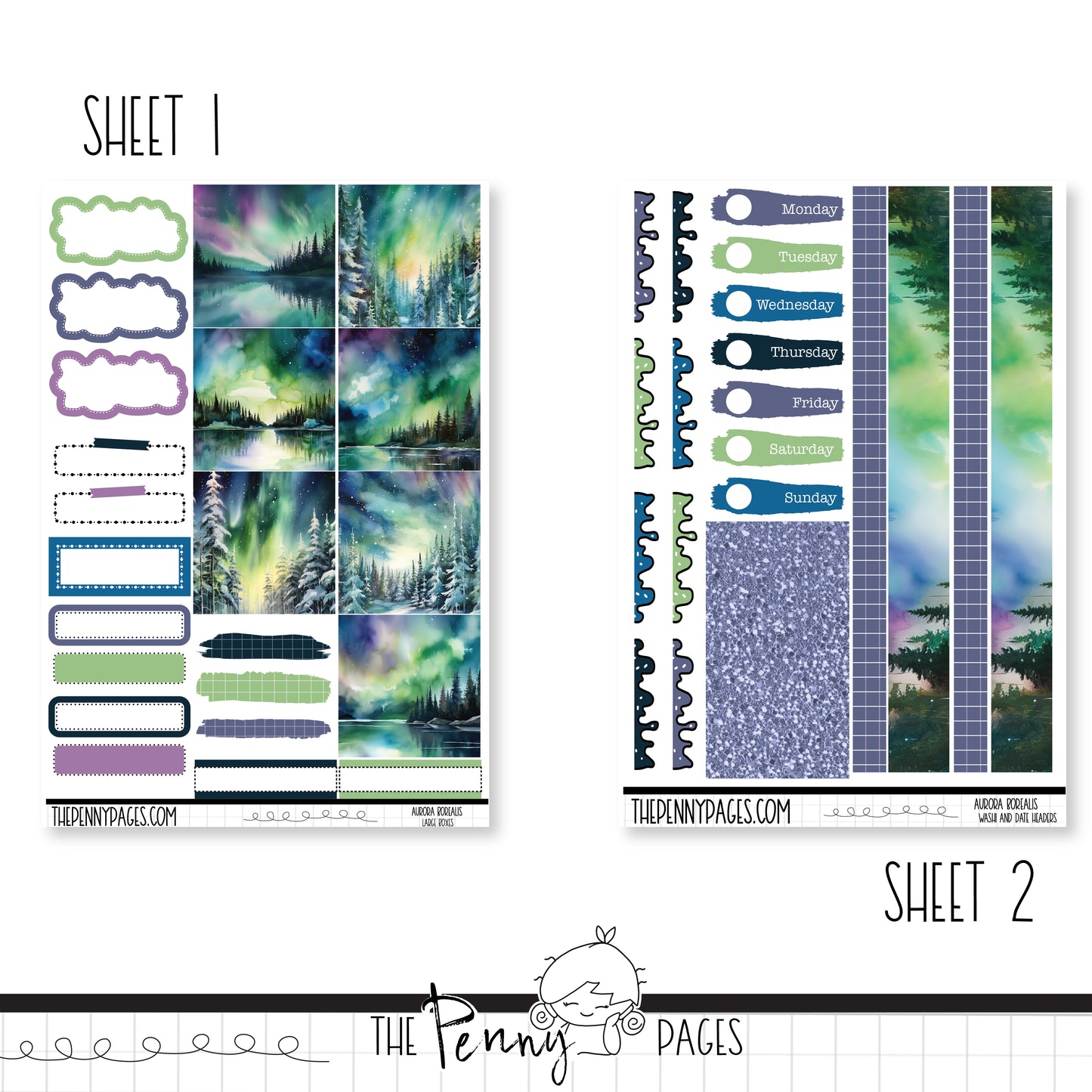 Aurora Borealis  - B6 vertical weekly kit