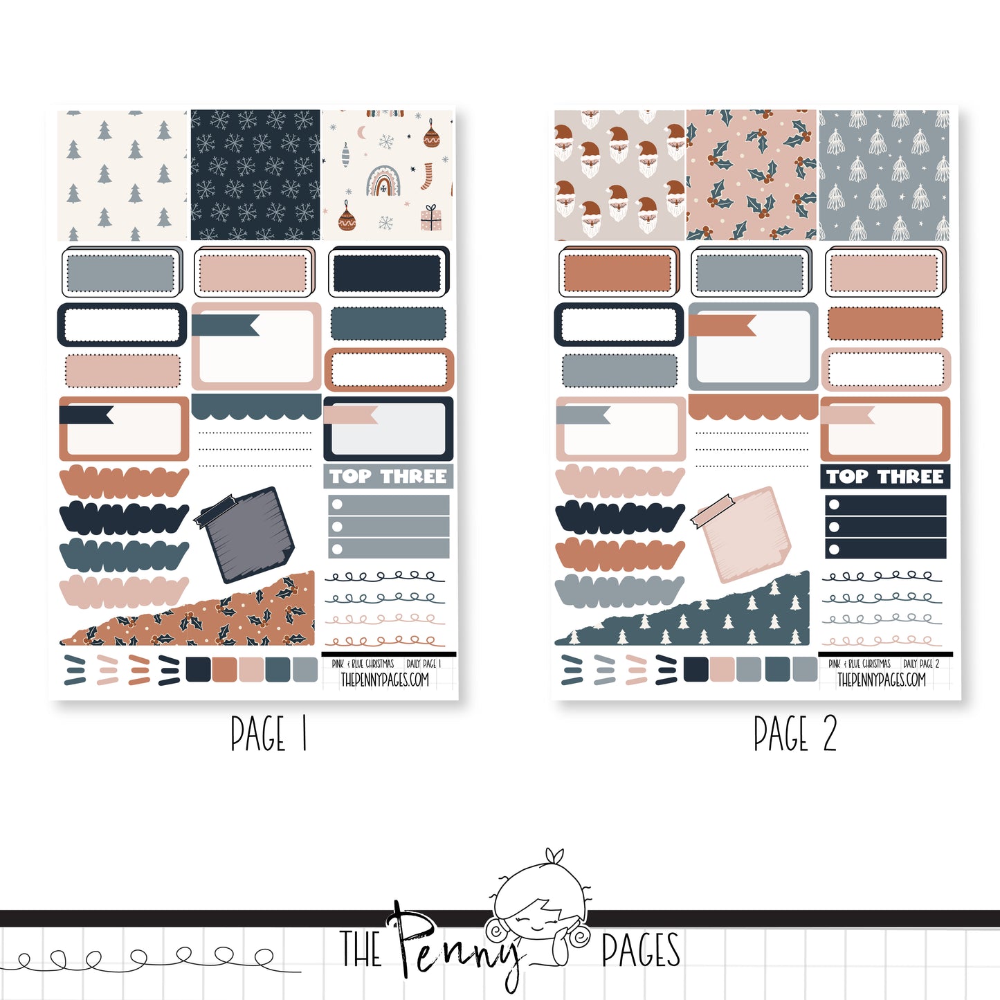 Pink & Blue Christmas  - Daily Pages