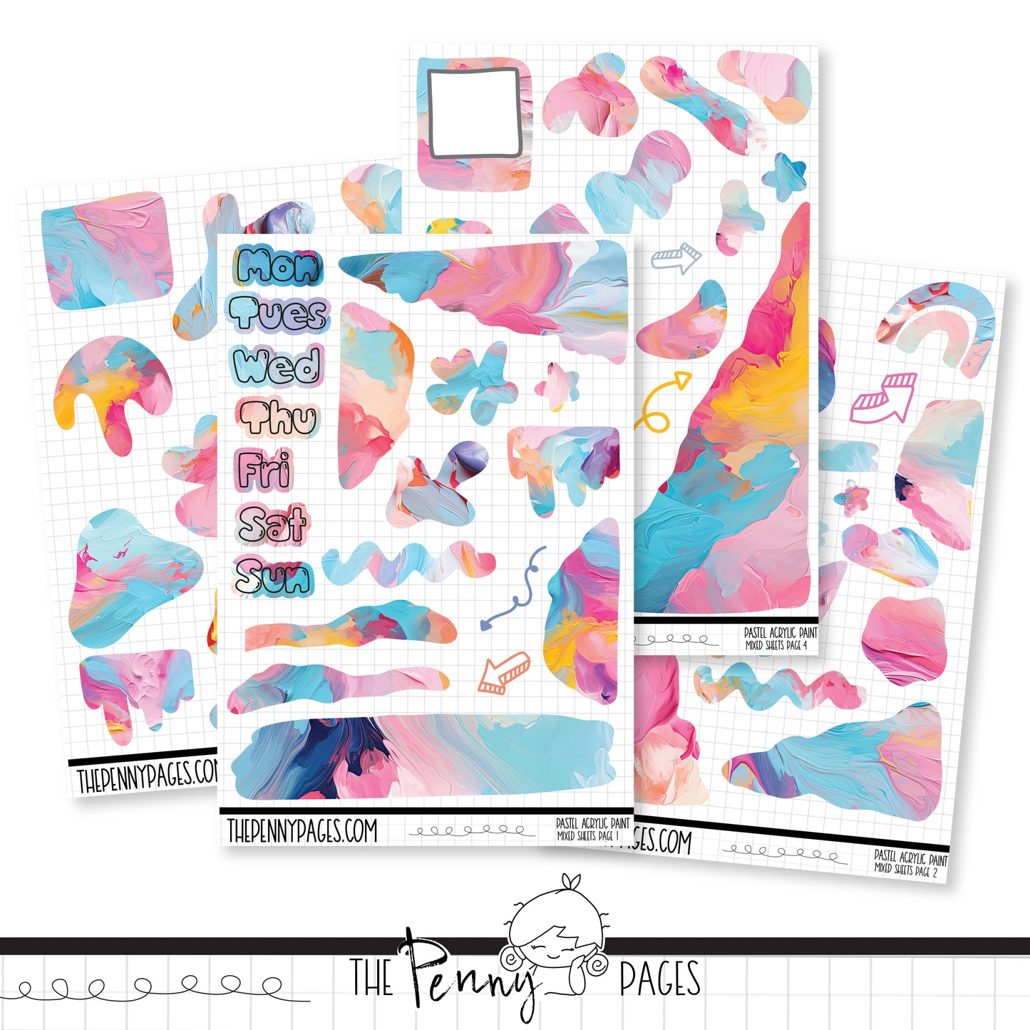 Mixed Journal Pages - Pastel Acrylic Paint