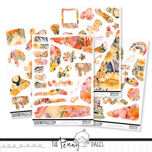 Mixed Journal Pages - Tangerine Florals