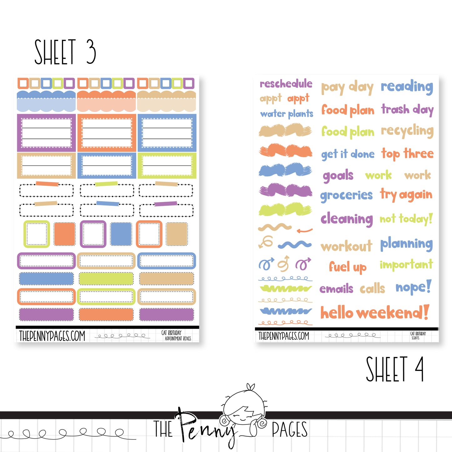 Cat Birthday - Weeks vertical weekly kit