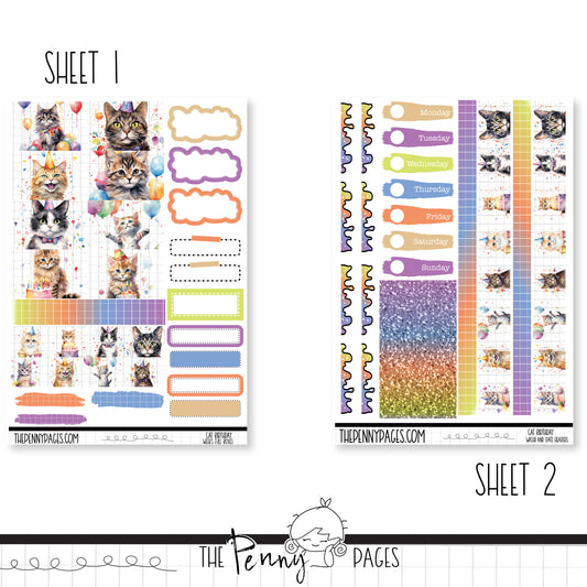 Cat Birthday - Weeks vertical weekly kit