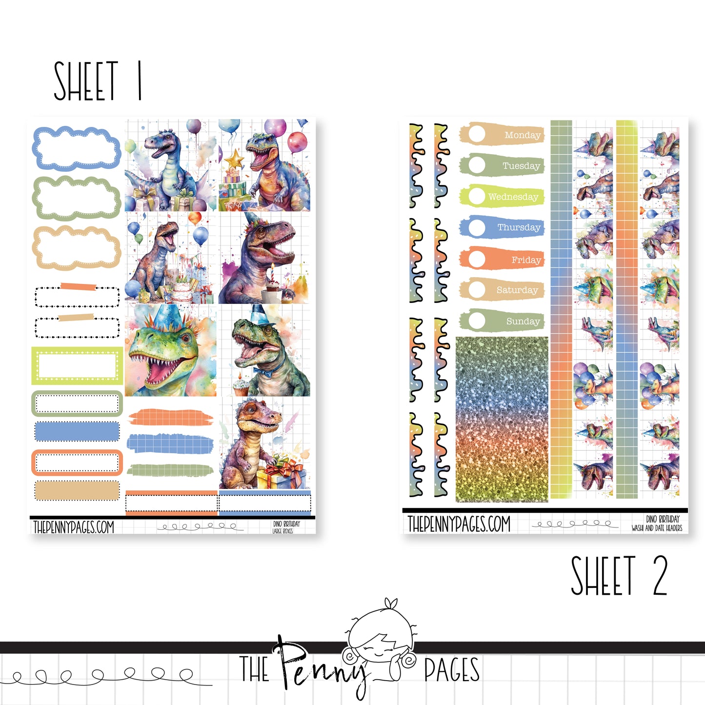 Dino Birthday  - B6 vertical weekly kit