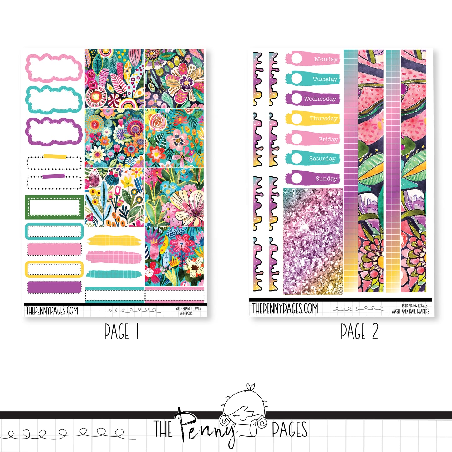 Bold Spring Florals - 2 page mini kit