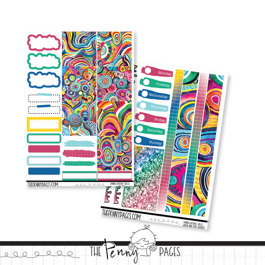 Rainbow Abstract Circles - 2 page mini kit