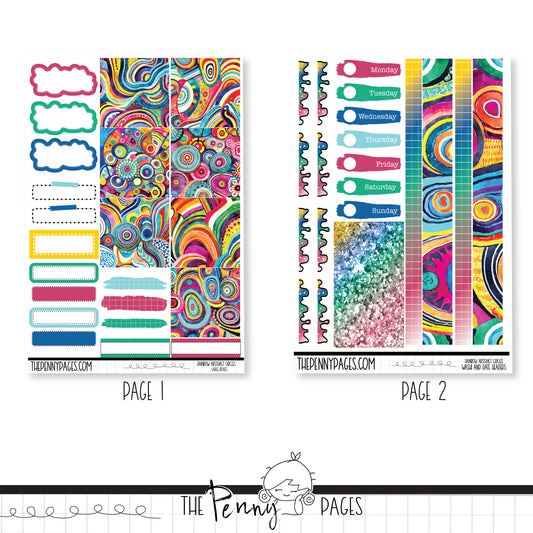 Rainbow Abstract Circles - 2 page mini kit