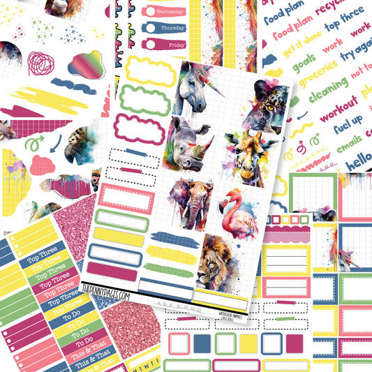 Watercolor Animals  - B6 vertical weekly kit