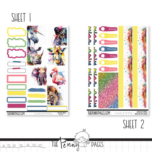 Watercolor Animals  - B6 vertical weekly kit