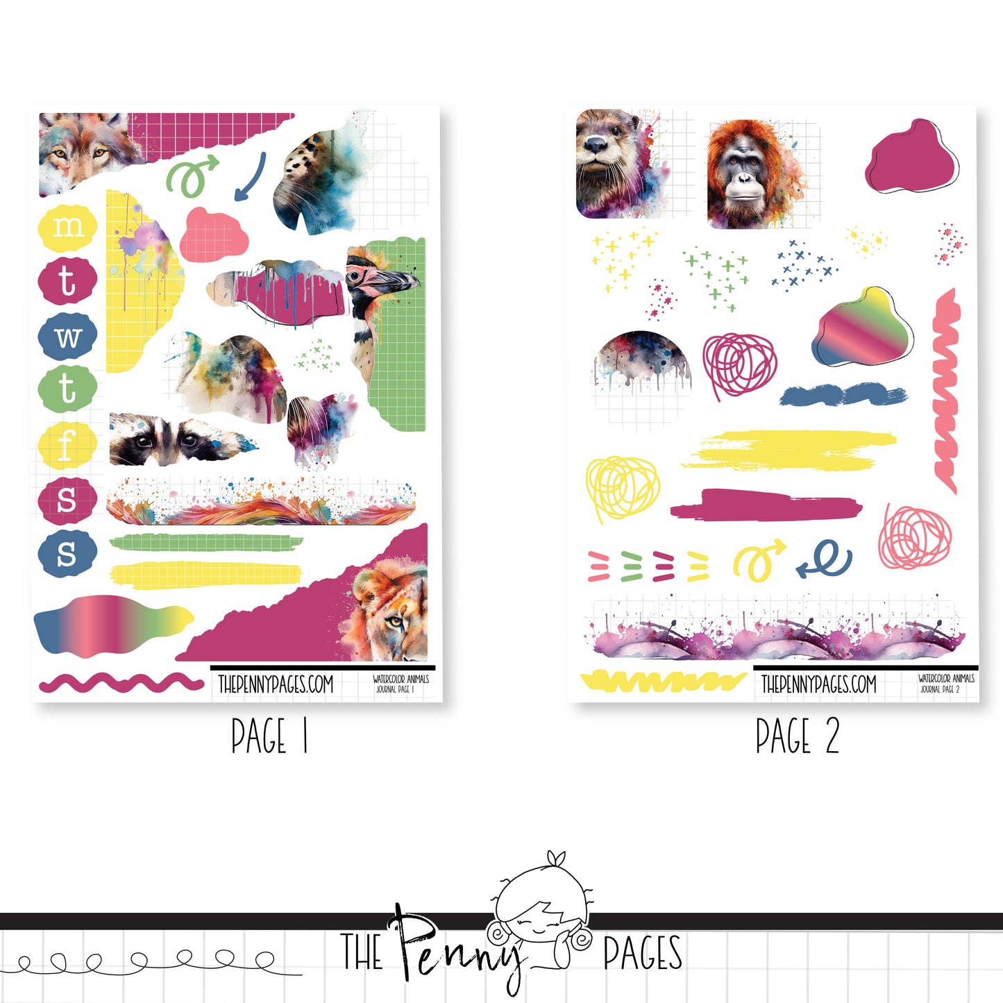 Watercolor Animals - Journaling Kit