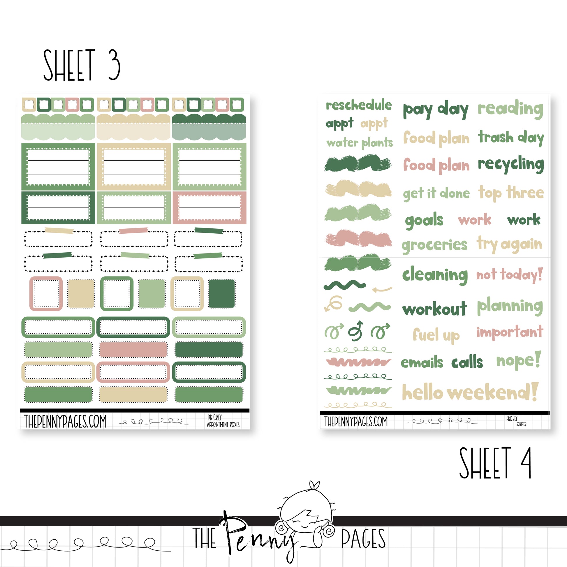 the printable planner stickers are shown with the text, the planner stickers