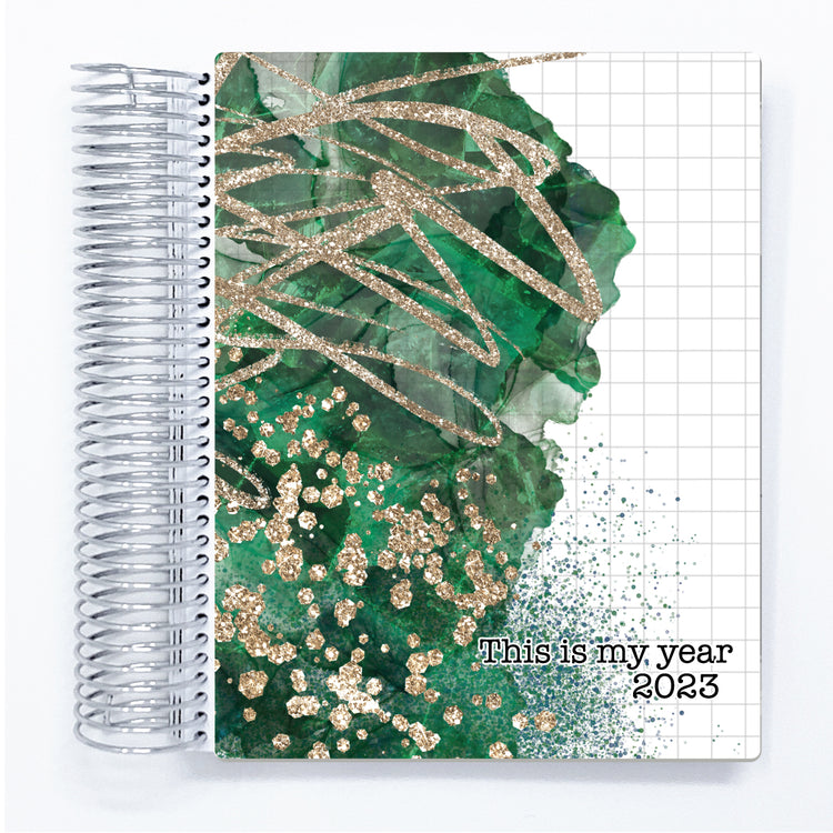 Gold & Green - A5 Wide - Health & Food Log Daily planner
