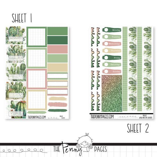 a planner sticker with a cactus theme