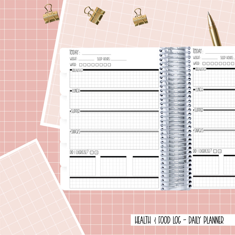 Stained Flowers - A5 - Health & Food Log Daily Planner
