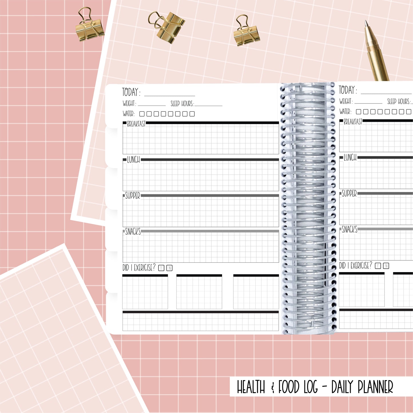 Bold Florals - A5 - Health & Food Log Daily Planner