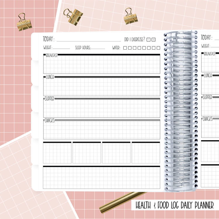 Cactus Rose - A5 Wide Health & Food Log Daily Planner