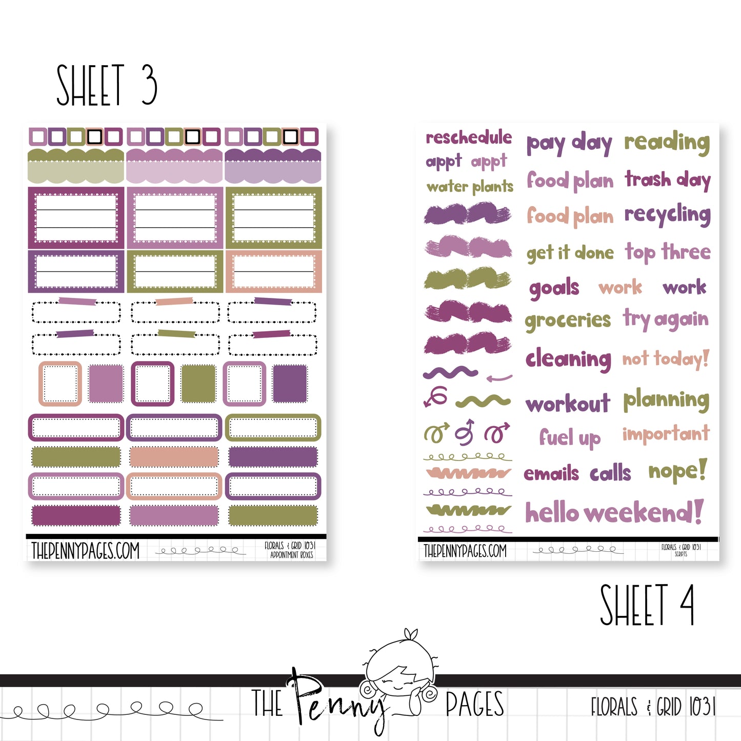 #1031 Florals & Grid  - B6 vertical weekly kit