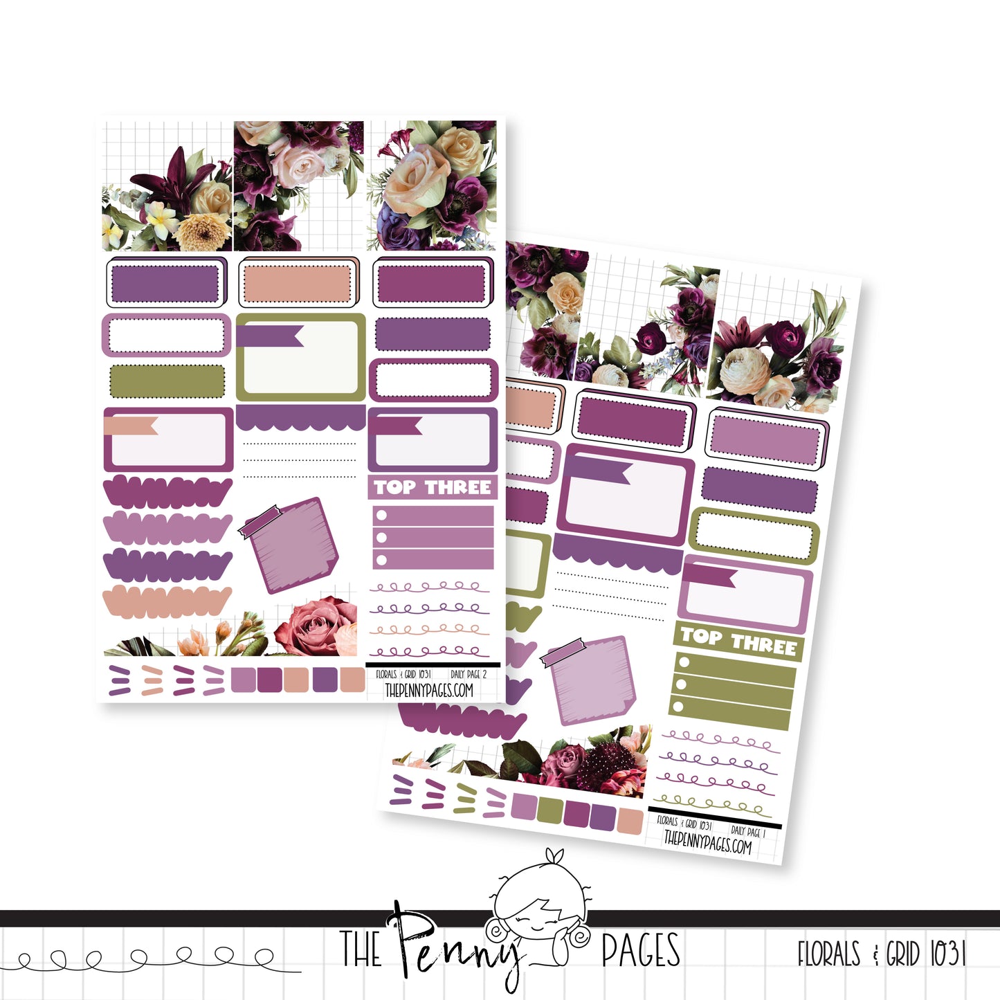 #1031 Florals & Grid  - Daily Pages
