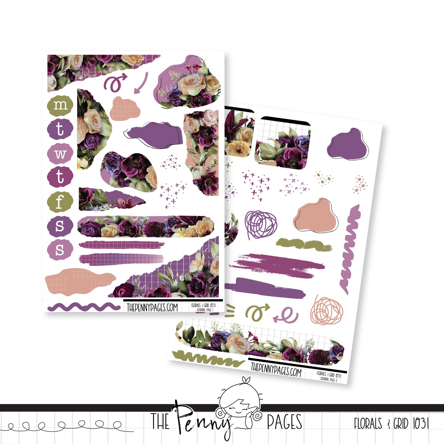 #1031 Florals & Grid - Journaling Kit