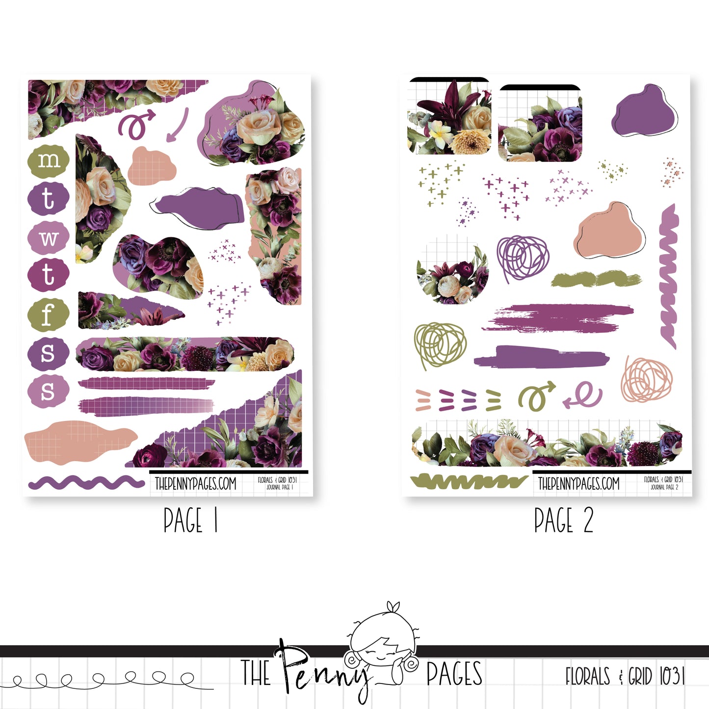 #1031 Florals & Grid - Journaling Kit