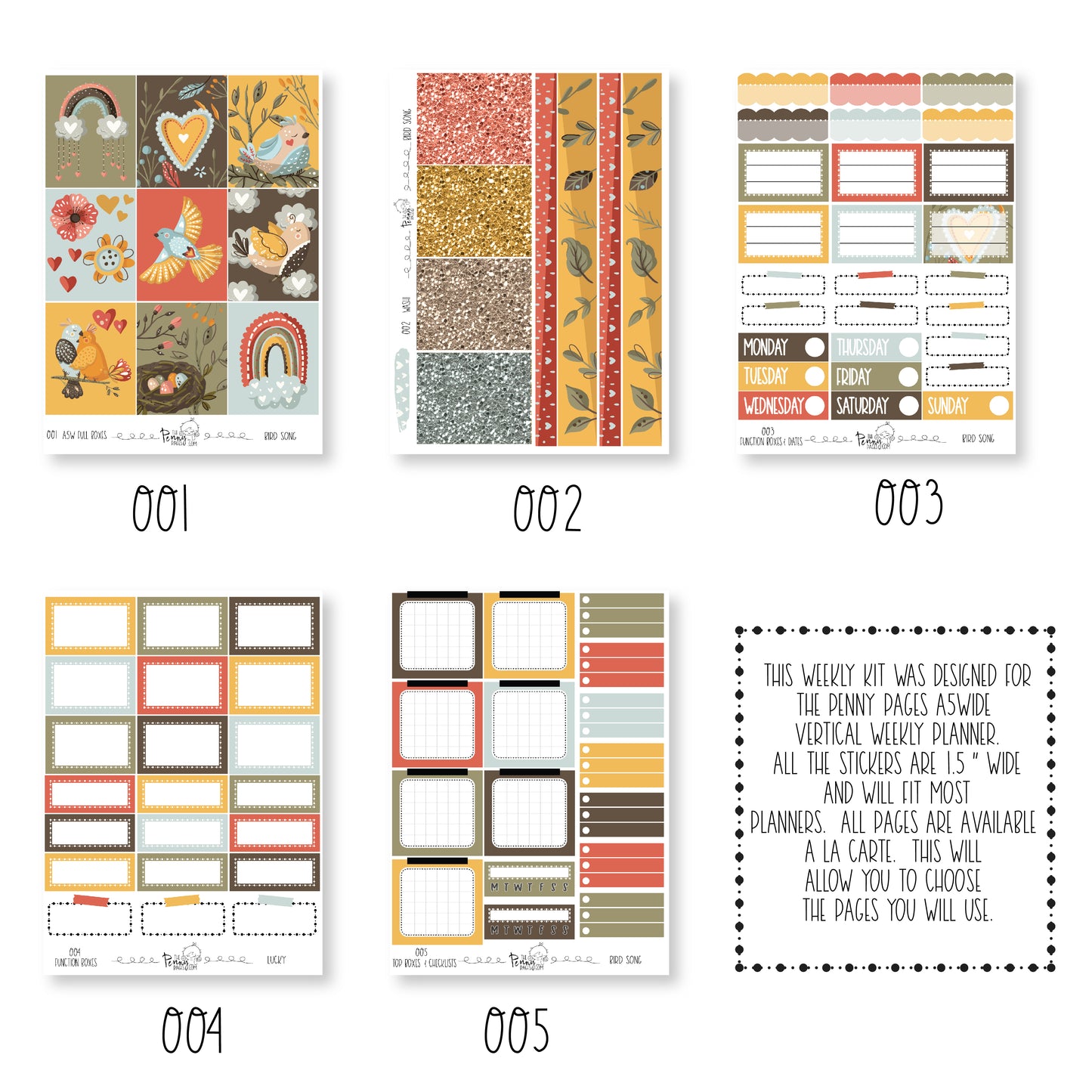 A5W weekly kit - Bird Song