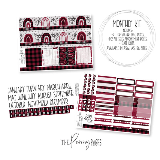 Various Size Monthly kit - Plaid and Rainbows