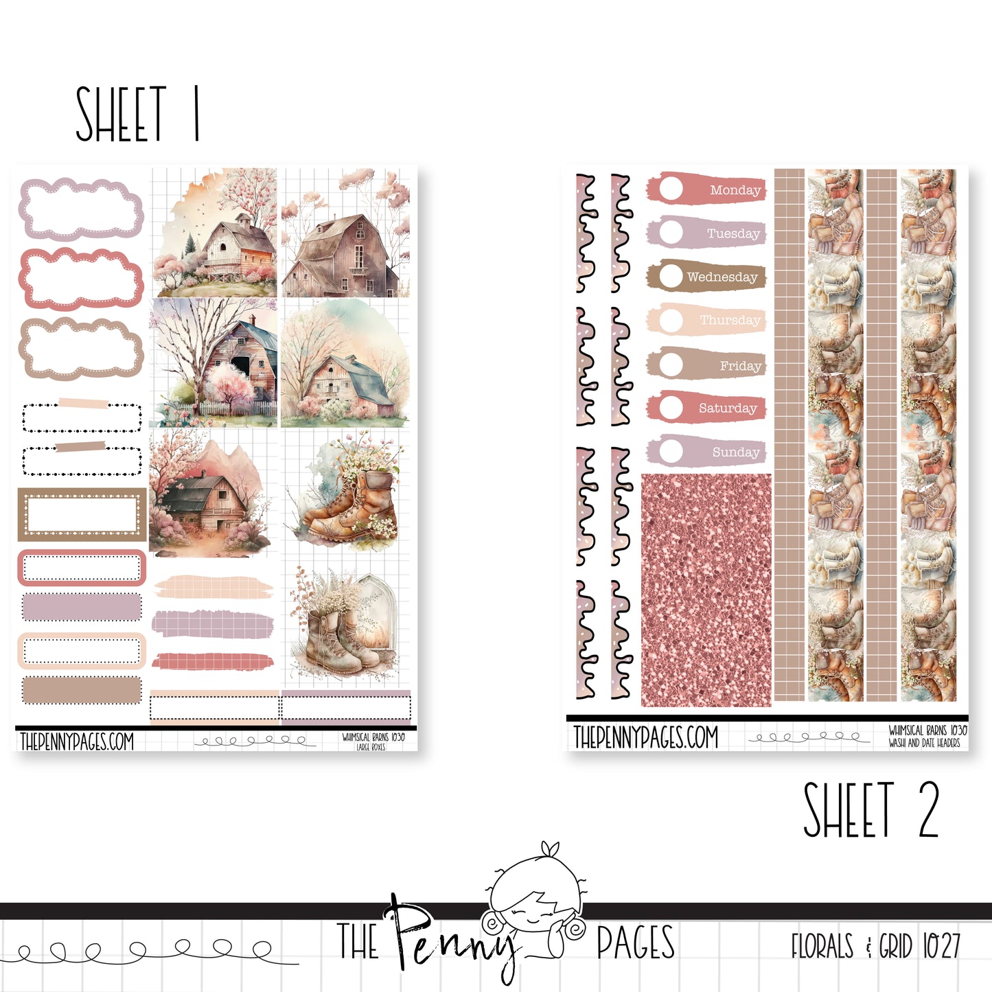 Whimsical Barns   - B6 vertical weekly kit