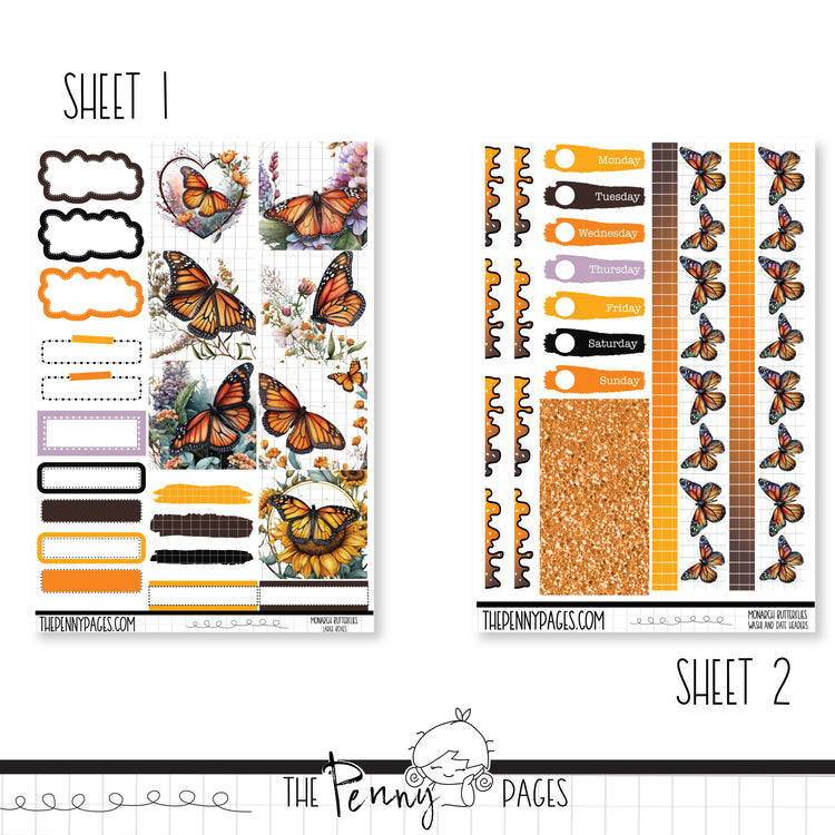 #1043 Monarch Butterflies  - B6 vertical weekly kit