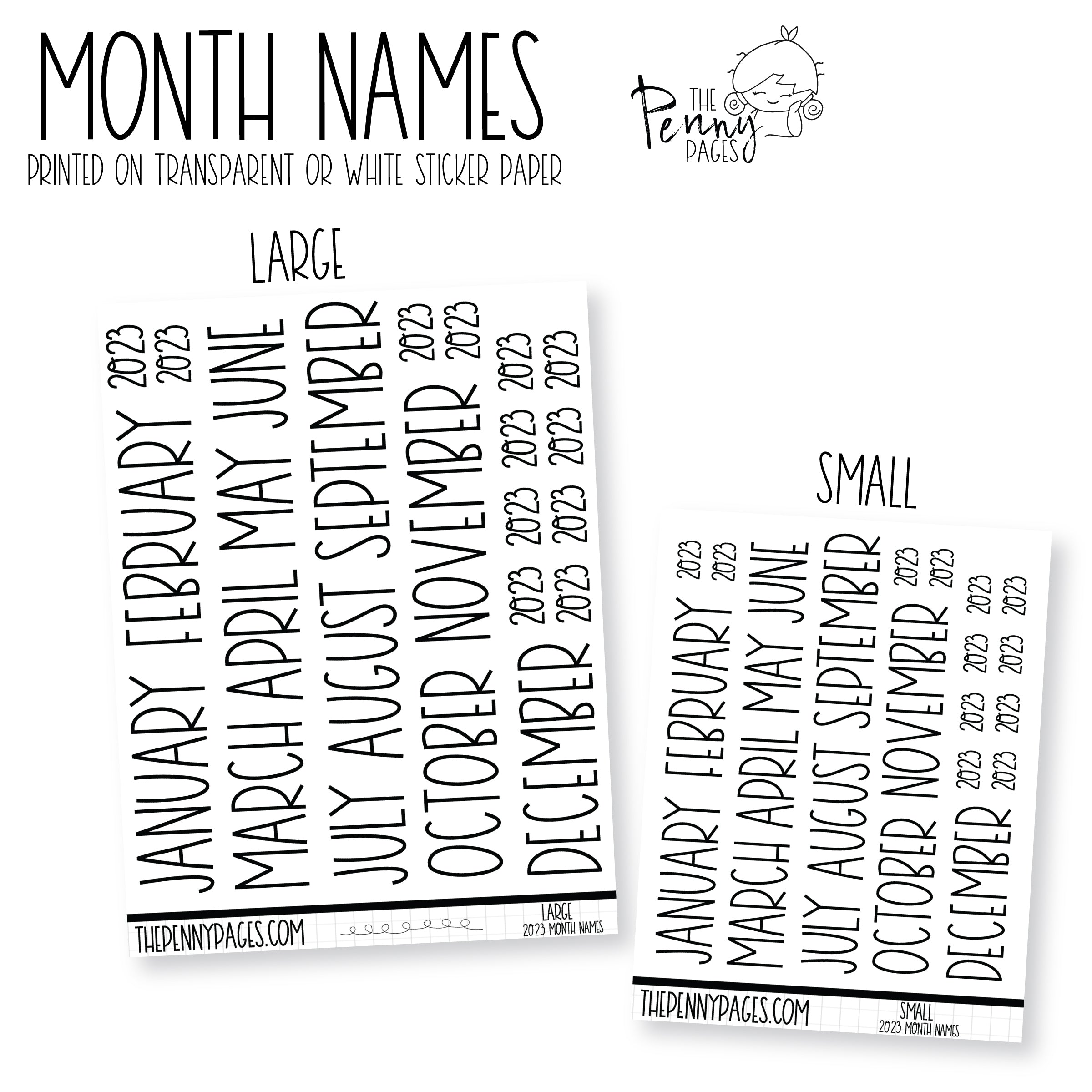 Month names 2024 The Penny Pages