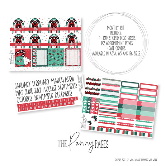 Various Size Monthly kit - Candy Canes and Rainbows