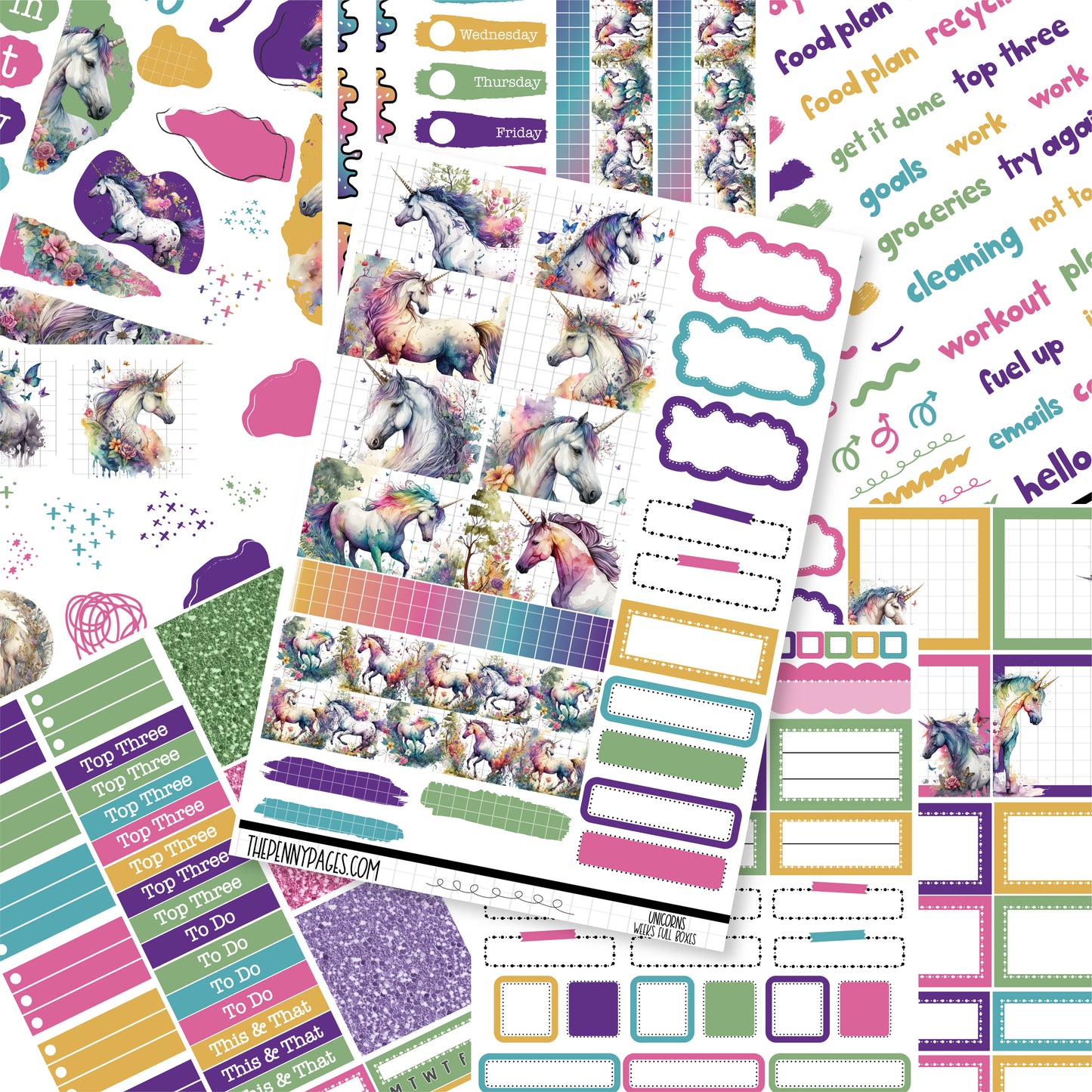 #1042 Unicorns - Weeks vertical weekly kit
