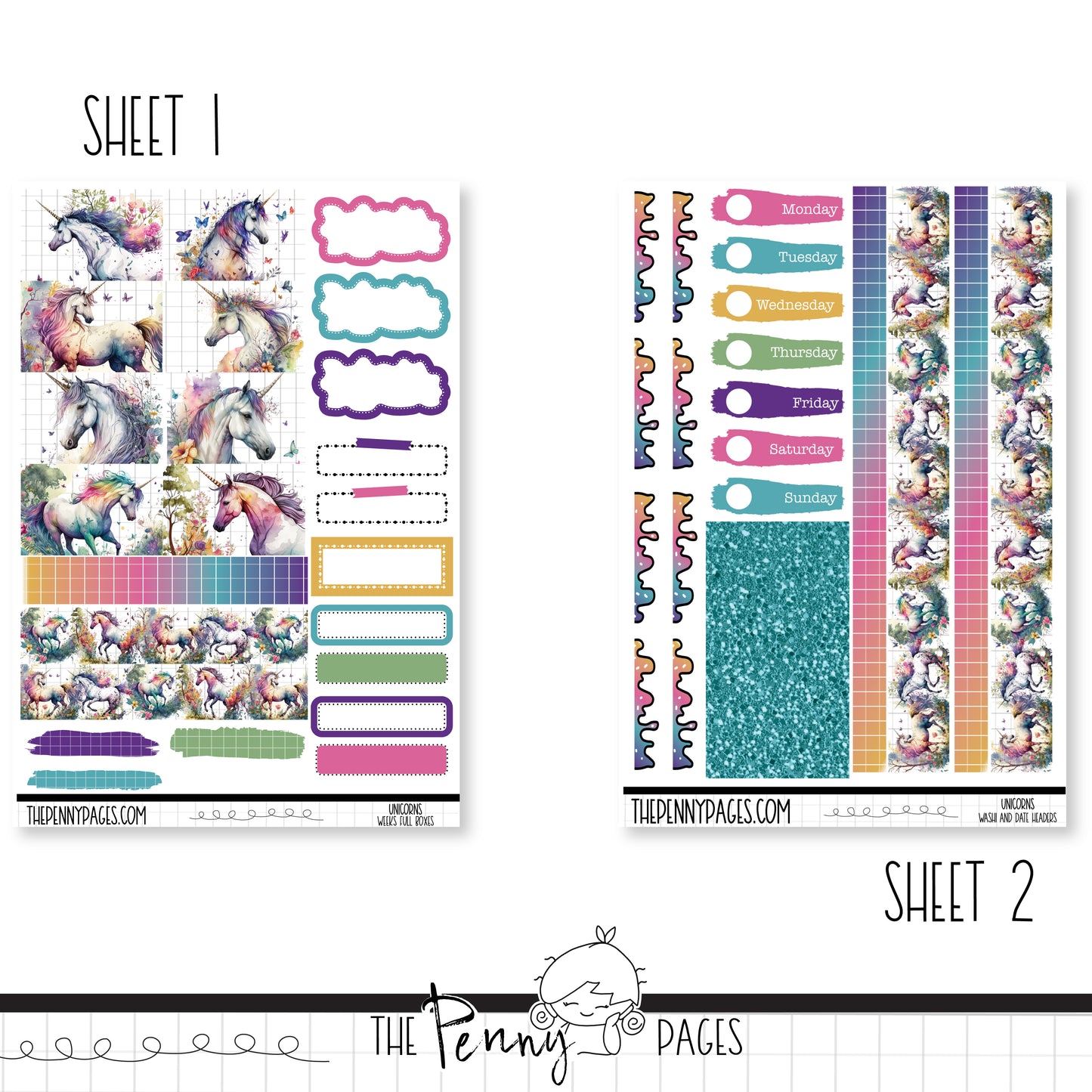#1042 Unicorns - Weeks vertical weekly kit