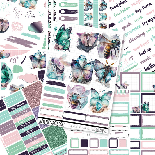 a variety of stickers and papers with butterflies on them
