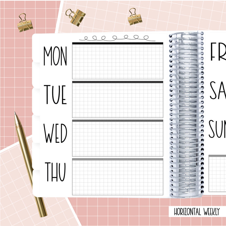 Watercolor Snowy Trees - A5 Wide Horizontal Weekly Planner