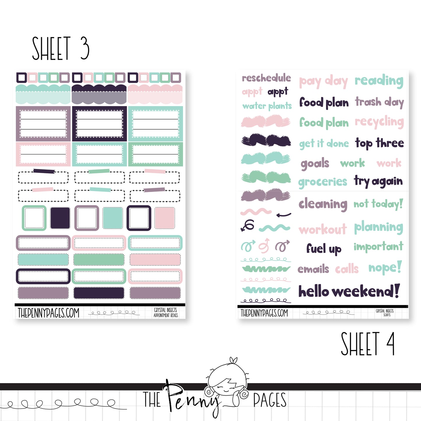 the printable planner stickers for the happy planner