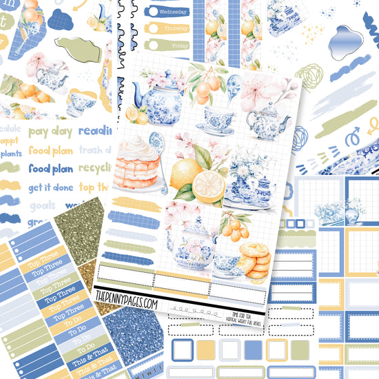 a variety of blue and yellow planner stickers