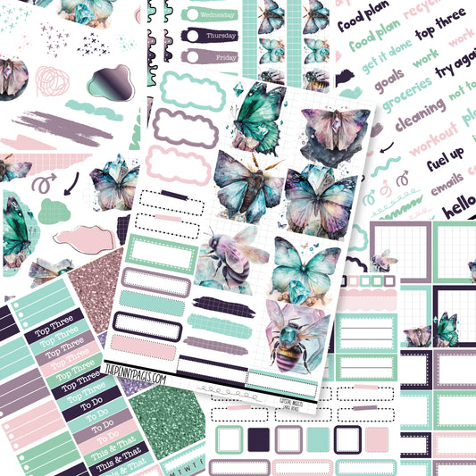 a variety of stickers with butterflies on them