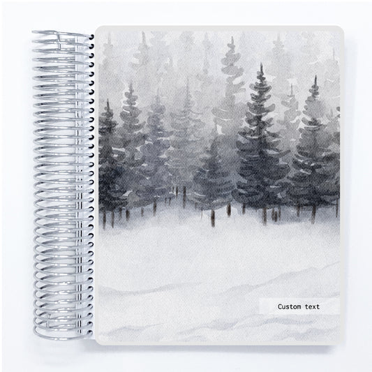Watercolor Snowy Trees - B6 Health & Food Log Daily Planner