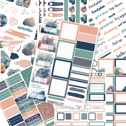 a collection of planner stickers with a variety of stickers