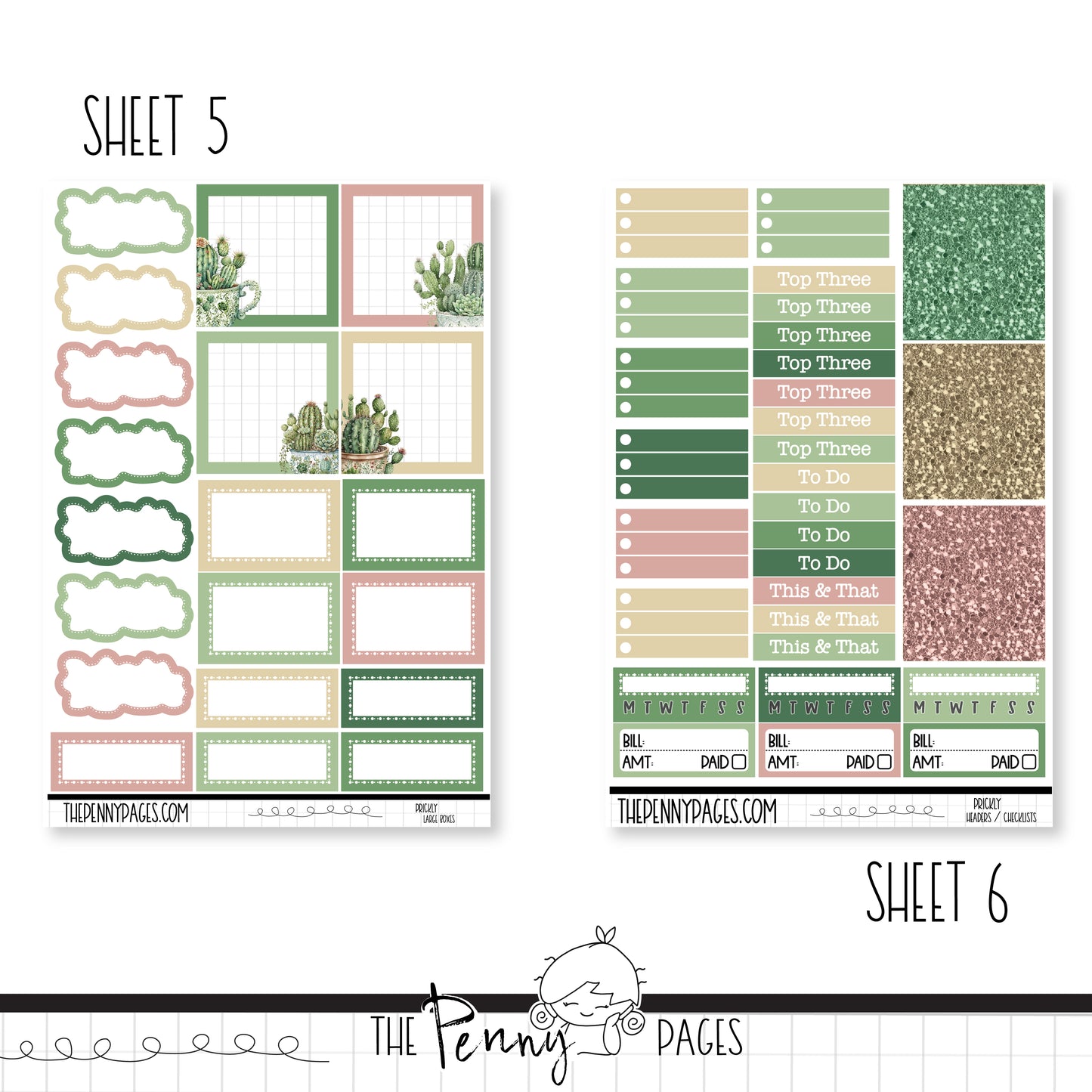 a printable planner with a cactus theme
